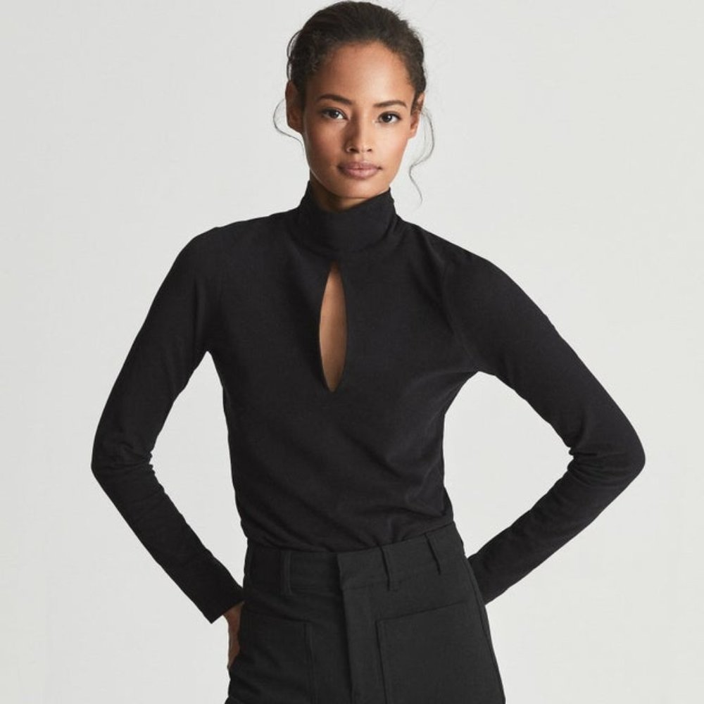 Reiss Midnight Black Keyhole Bodysuit